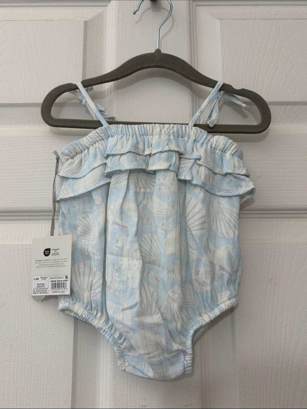 NWT Baby Girls' Light Blue Ruffle onesie